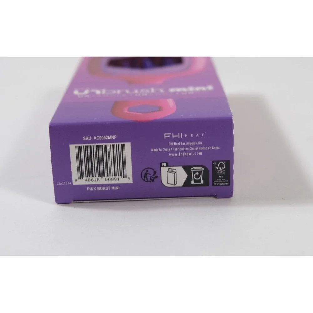 FHI Heat Hair Brush Pink Unbrush Mini Pink Burst Detangler Vented New